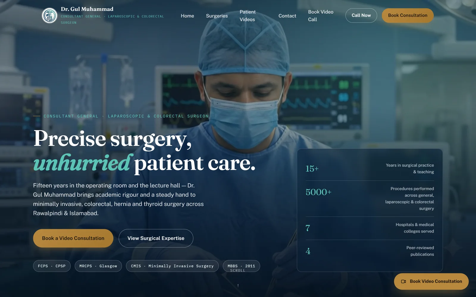 Dr. Gul Muhammad surgeon website home page