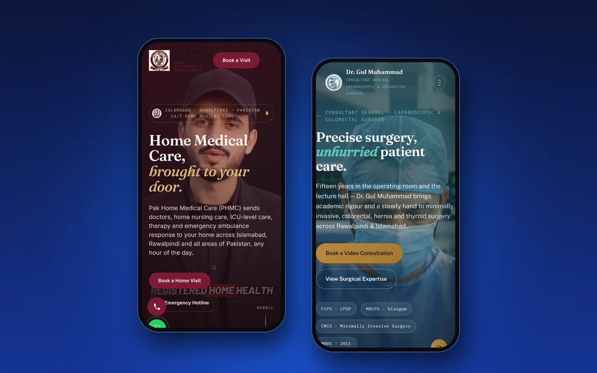 nhmcare.com and drgulmuhammad.com on mobile phones